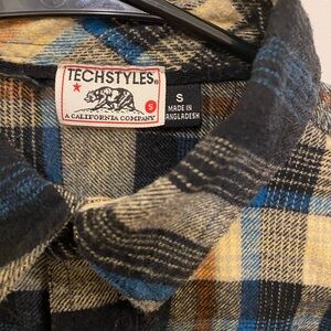 TechStyles Men’s Plaid Shirt Jacket - Black, Blue & Tan